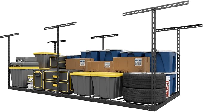 3X8FT Overhead Garage Storage Rack, Heavy Duty Metal Overhead Storage Organizer by Jusgym