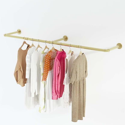 Wall Mounted Clothes Rack, Heavy Duty Gold Garment Rack Bar, Dressing Room by TCooSo