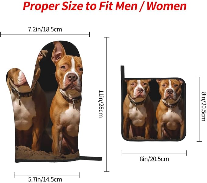 Oven Mitts and Pot Holders Sets of 3 Pitbull Dogs Oven Mitts 3 Pcs Heat - Image 2