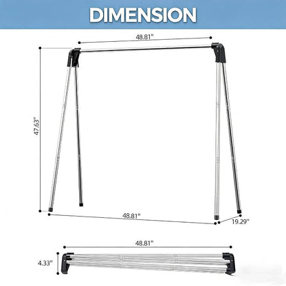 APEXCHASER 55 Inch Clothes Drying Rack Foldable, Stainless Steel Laundry Drying - Image 2