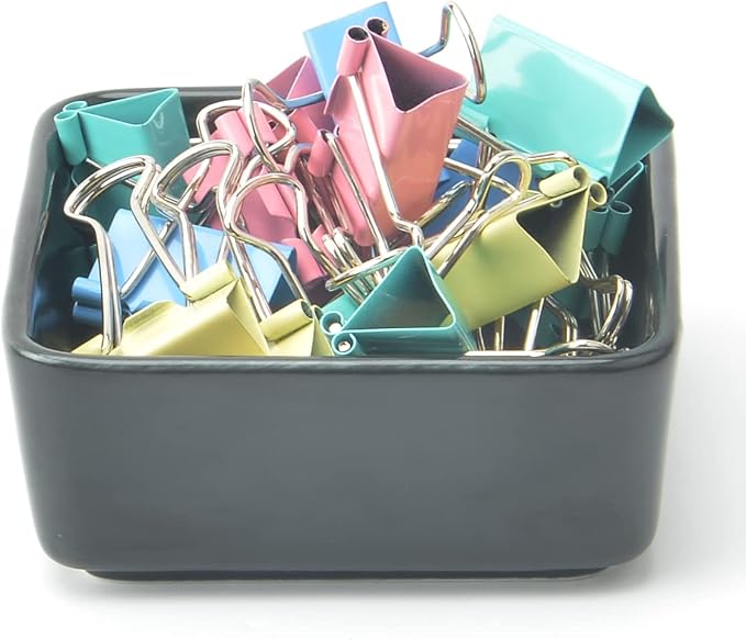 Ceramic Paper Clip Holder 2 PCS Set, Square Paper Clip Dispenser Organizer - Image 4