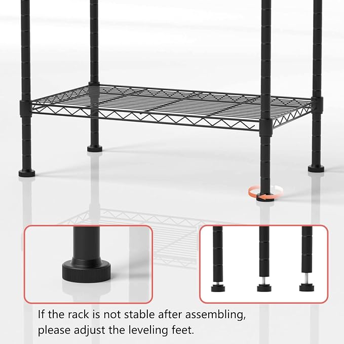 5 Tier Shelving Unit, 176 LBS Per Shelf Height Adjustable Narrow Storage Shelves - Image 5