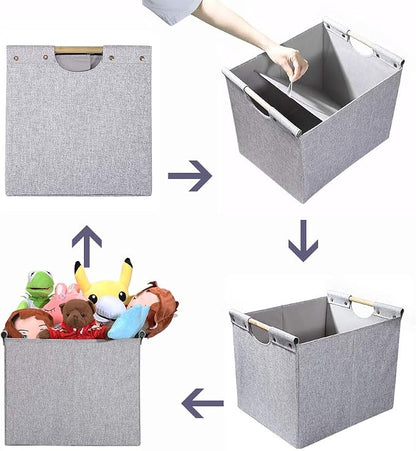 HOONEX Large Foldable Storage Bins, Linen Fabric, 2 Pack, - Image 6