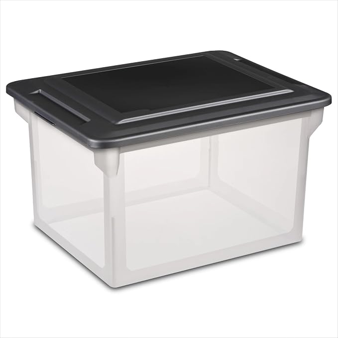 Plastic File Box Clear Storage Bins by POMILER