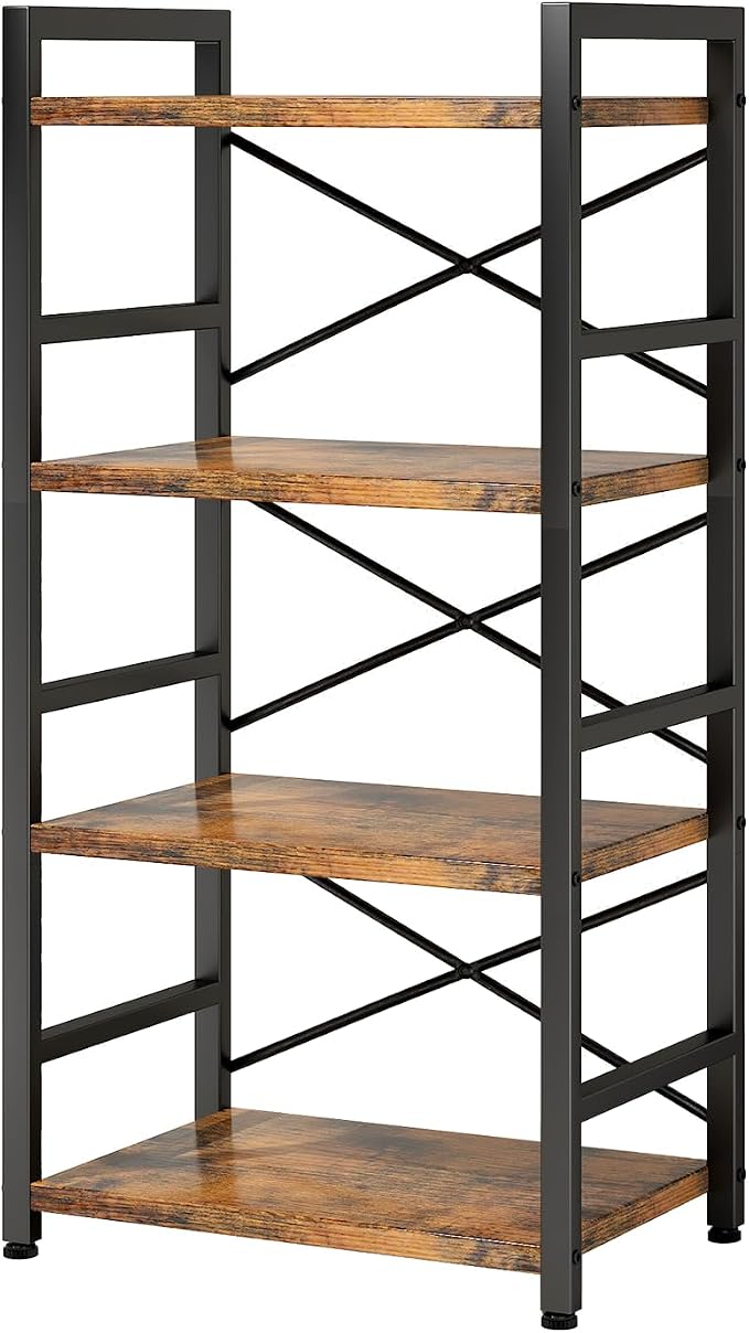 Homeiju Bookshelf, 4 Tier Small Bookcase, Organizers and Storage, Metal Small - Image 8