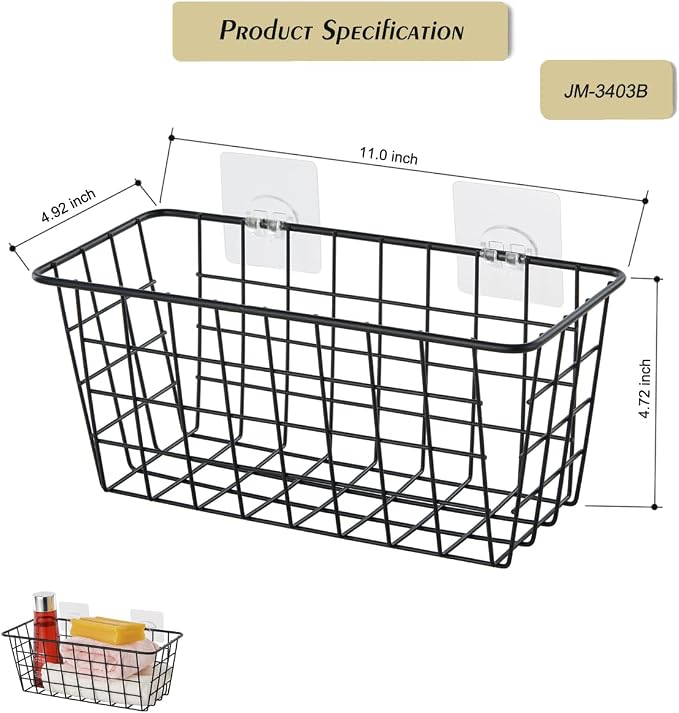 JUNCHU CHERRY 4 Pack Hanging Sorage Basket, Bathroom Basket, Household Goods - Image 4