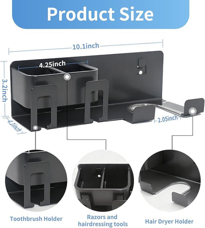 Hair Dryer Holder Wall Mounted Adhesive/Drilling, Hair Dryer Storage Organizer - Image 3