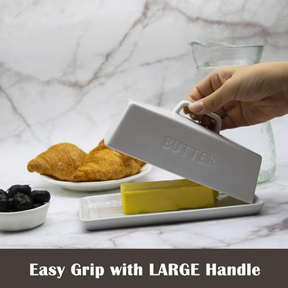 Ceramic Butter Dish With Lid for Countertop, Covered Butter Holder With Lid - Image 4