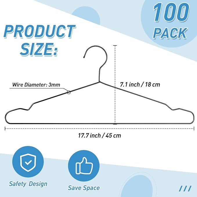 Wesiti 100 Pcs Stainless Steel Metal Hangers Wire Hangers - Image 2