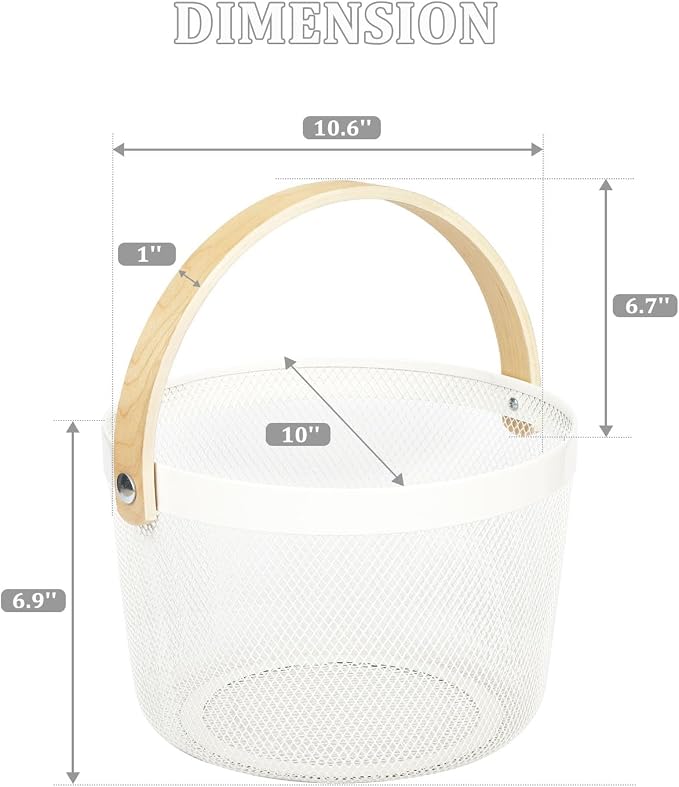 IBWell Bucket-Shape Metal Wire Woven Fruit Storage Bowl Basket - Image 2