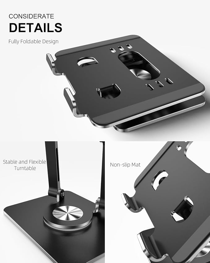 Tablet Stand Holder with Thickened 360°Rotating Base Dual Rod Adjustable - Image 6
