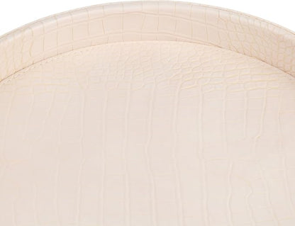 HofferRuffer Faux Leather Round Serving Tray, Vegan Croco Leather Decorative - Image 6