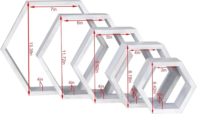 Hexagon Shelves, Floating Wall Shelf, Honeycomb Octagon Cube Shelves Wood | - Image 8