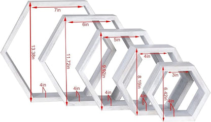 Hexagon Shelves, Floating Wall Shelf, Honeycomb Octagon Cube Shelves Wood | - Image 8