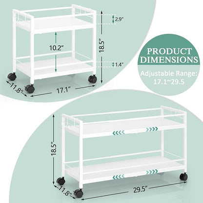 2-Tier Expandable Rolling Pantry Cart - Image 3