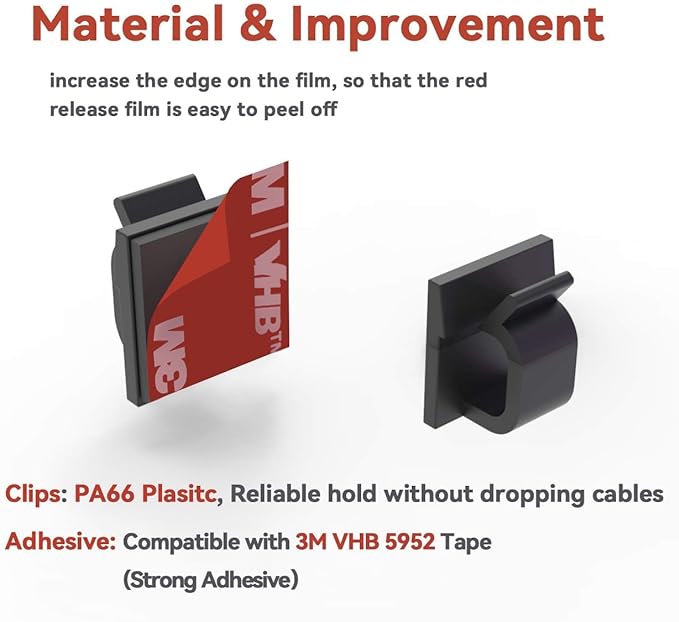 Cable Clips 40pcs with Strong Adhesive Tapes, Wire Holder Organizer Cord - Image 3