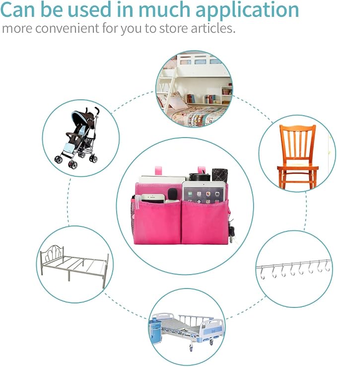 Bseash Bunk Bed Organizer, Bedside Caddy Hanging Bed Organizer Storage Bag - Image 6