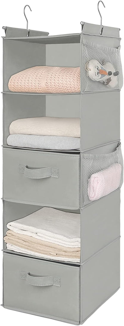 MAX Houser 5 Tier Shelf Hanging Closet Organizer, Cloth Hanging Shelf - Image 4