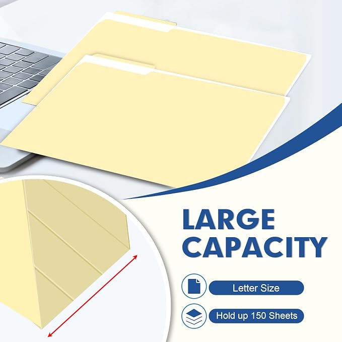 File Folder, PANDRI 270 Pack File Folder, 1/3 Cut Tab, Letter Size, Filing - Image 5