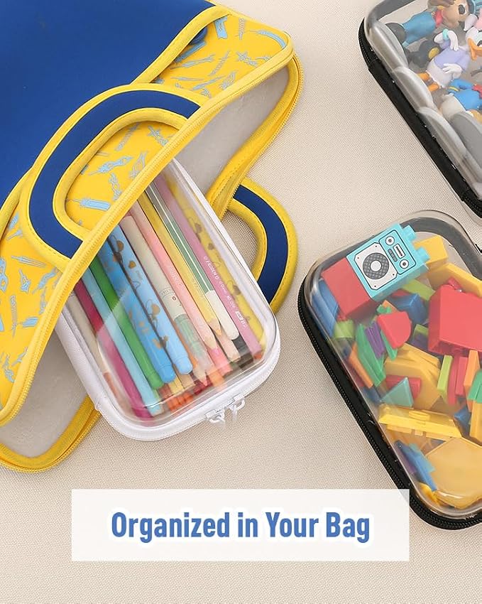 2Pcs Clear Zipper Hard Pouches Hard Shell Zipper Case, BIiss Plastic Bins - Image 9