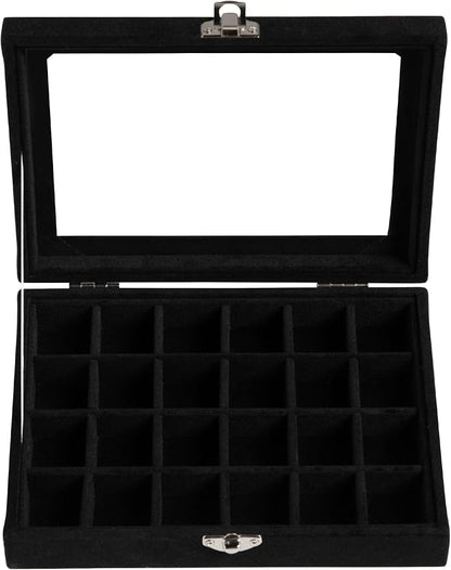 Frebeauty 24 Grid Earring Organizer, Small Velvet Jewelry Tray - Image 2