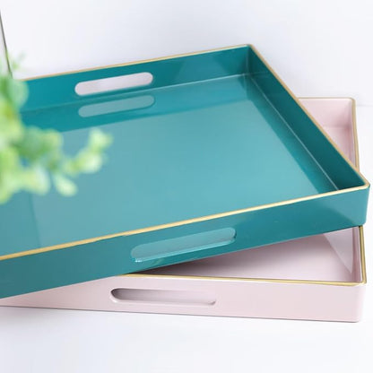 Spsyrine Black Decorative Tray for Living Room, Square Modern Plastic Coffee - Image 4