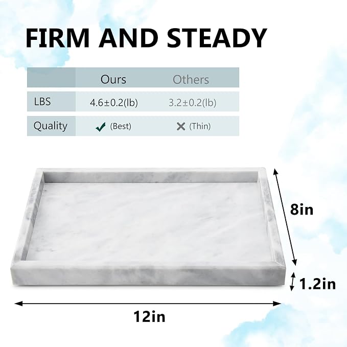 Real Natural Marble Tray for Bathroom, Kitchen and Desktop, Rectangle Genuine - Image 2