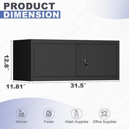Garage Locking Cabinet, 13” H Garage Storage Cabinet Wall Mounted, Floating - Image 3