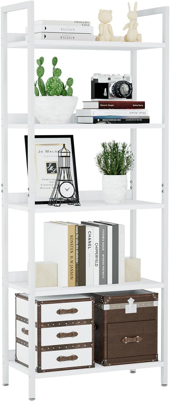 NUMENN Bookshelf, 5 Tier Freestanding Shelving Unit, Falling Prevention Baffle by NUMENN