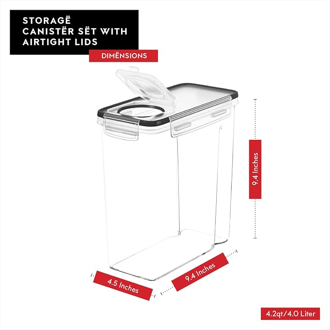 Cereal Containers Storage 3 Pack 135 fl. oz Cereal Dispenser Countertop - Image 5