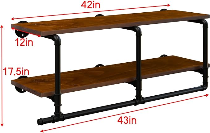 Wall Mounted Clothes Rack 12 Inch Deep, 42 Inch Heavy Duty Garment Rack - Image 8
