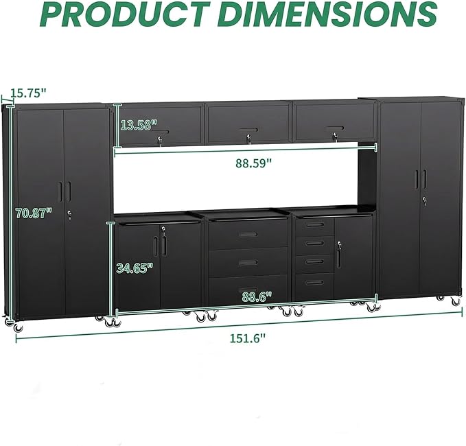 Garage Cabinet System | Heavy Duty Steel All-in-One Modular Garage Cabinet Set - Image 2