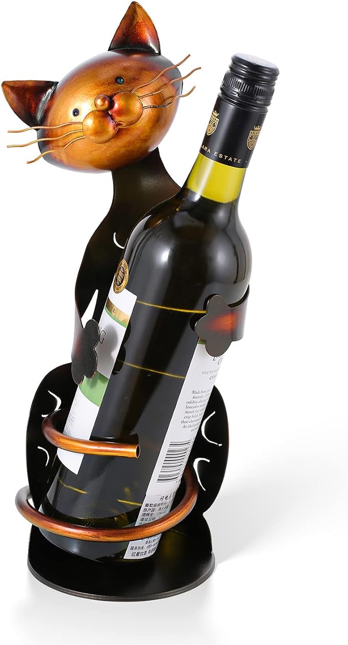 Tooarts Cat Shaped Wine Holder Wine Rack shelf Metal Sculpture Practical Home by Tooarts