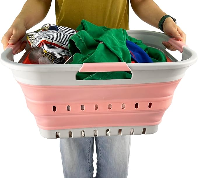 SAMMART Collapsible Plastic Rectangular Laundry Basket - Image 4