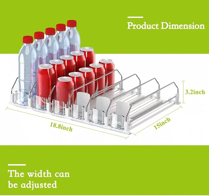 Drink Organizer for Fridge, Self Pushing Fridge Drink Organizer, Automatic - Image 4