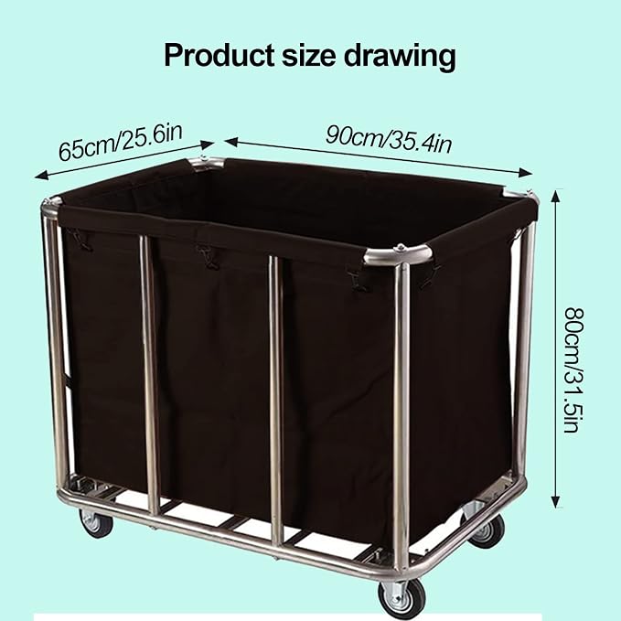 Commercial Laundry Cart with Wheels Industrial 12 Bushel Hamper Sorters Large - Image 7