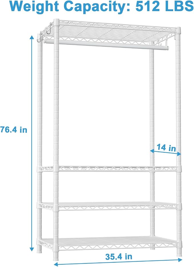 Ulif H4 Portable Closets, 4-Tier Metal Clothes Garment Rack - Image 3