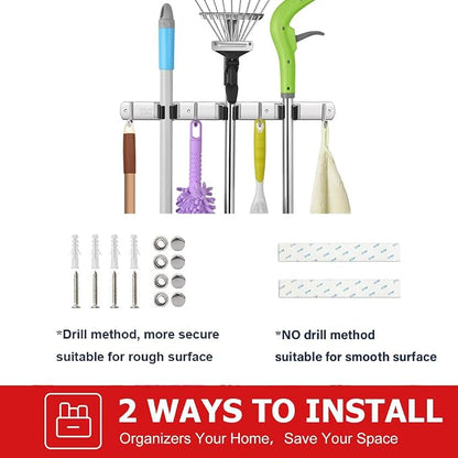 IMILLET 2 Pack Broom and Mop Holder Wall Mounted, Stainless Steel Broom Holder - Image 7