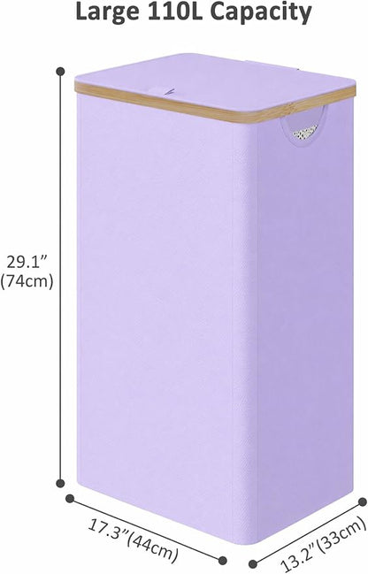 iEGrow Laundry Hamper with Lid, 110L Large Laundry Basket with Removable Bag - Image 2