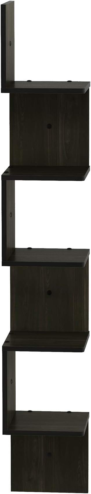 Furinno Rossi Wall Mount Floating Corner Shelf, 5-Tier Square - Image 9