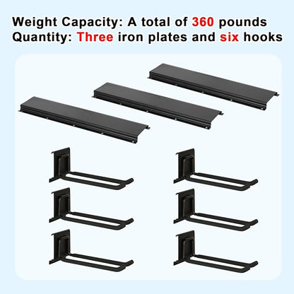 Garage Tool Organizer Wall Mount 48in- 6 Heavy Duty Hooks, 360lbs Capacity - Image 5