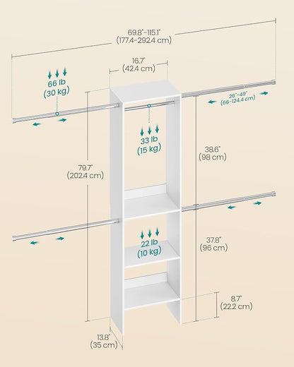 SONGMICS Closet System, Customizable Walk-In Closet Organizer System - Image 4