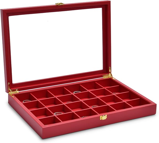 Oirlv Luxury Leather 24 Grid Jewelry Tray - Image 2