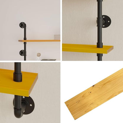 HDDFER Industrial Pipe Shelving Rustic Floating Bookshelf - Image 4