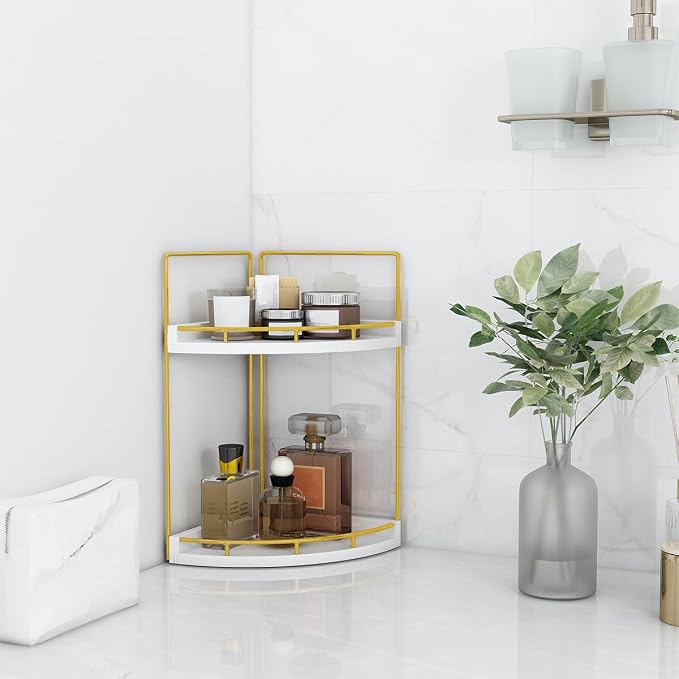 Dorhors Corner Bathroom Counter Organizer, Vanity Countertop Storage Shelf | - Image 2