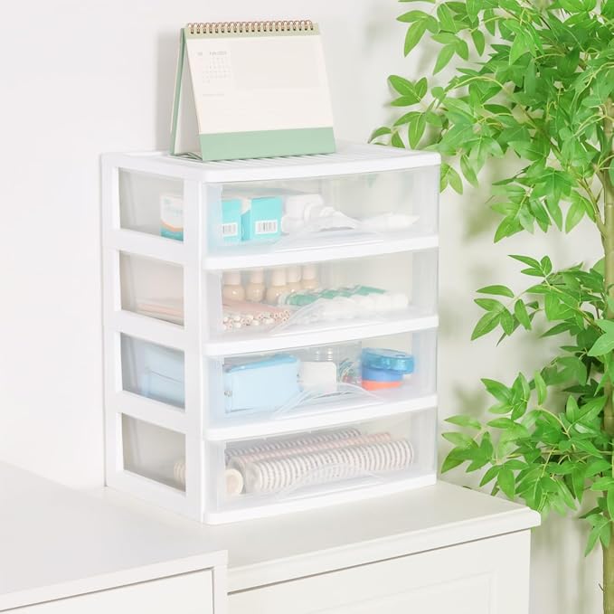 BYCY Plastic Stackable Storage 4 Drawers, Easily Assemble - Image 2