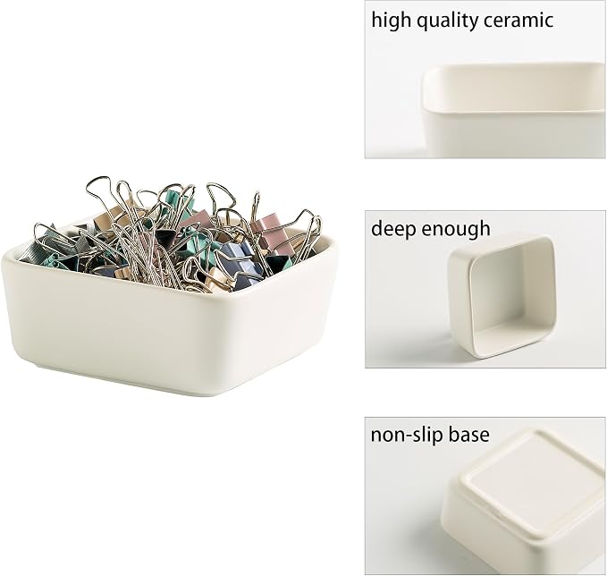 Ceramic Paper Clip Holder for Desk Cute Binder Holder Paperclip Holders for - Image 5