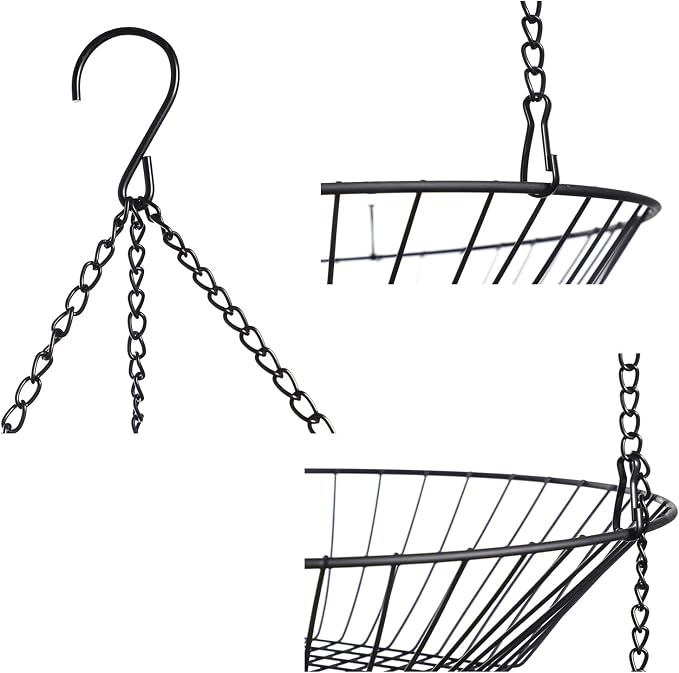 JUNCHU CHERRY 3-Tier Wire Fruit Hanging Basket 2 Packs, non-Punching Wall - Image 7