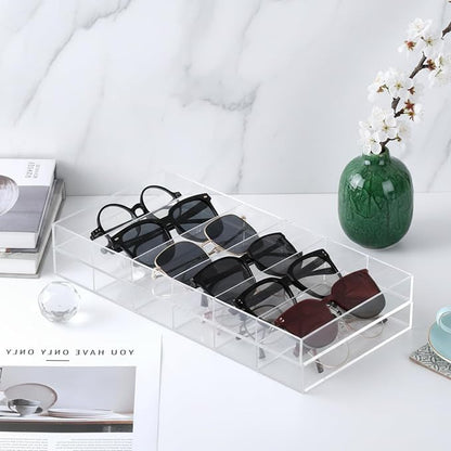 2 PCS Acrylic Sunglasses Organizer, 6 Grids Sunglasses Display Stackable | Easy - Image 5