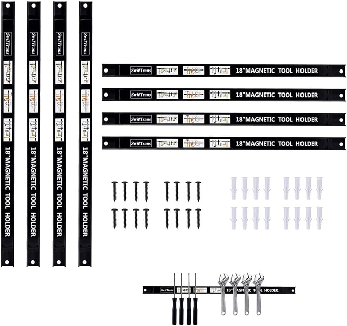 Magnetic Tool Holder 18 Inch 8 Pack Heavy Duty Magnet Tool Bar Strip Rack Wall by swiftrans